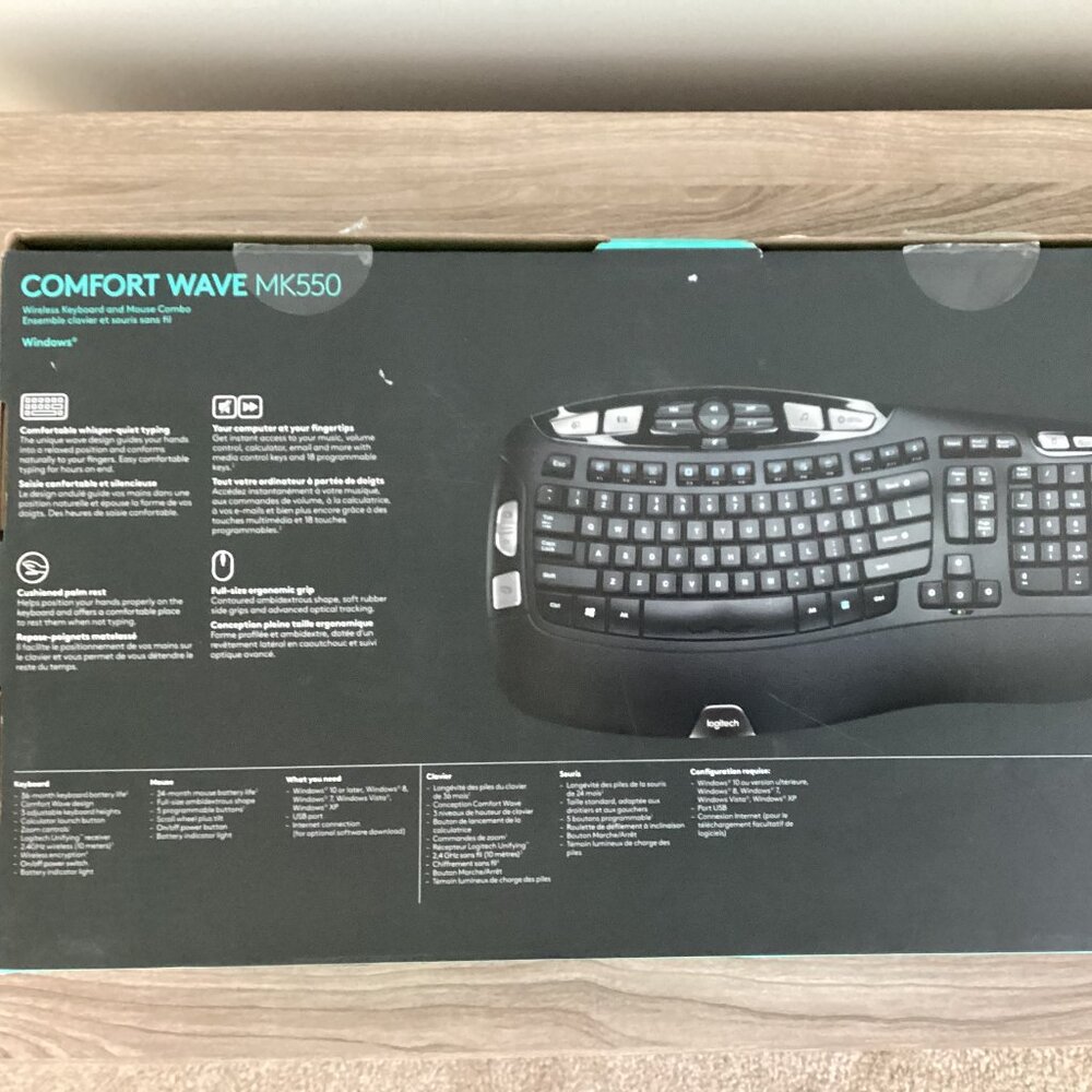 NEW Logitech MK550 Wireless Wave Keyboard and Mouse Combo
